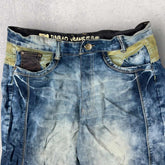 Junbao Jeans Graphic Colour Block Shorts - W33